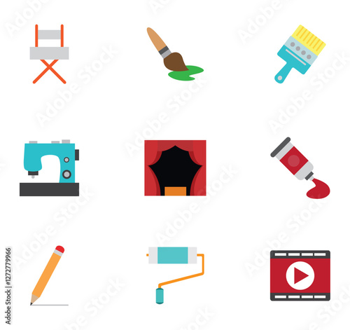 Vector icon set of arts with white background