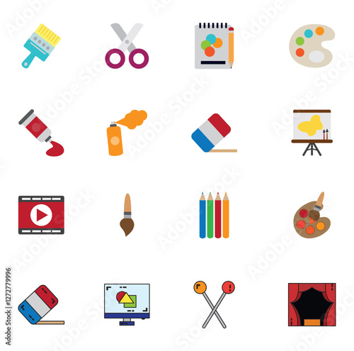 Vector icon set of arts with white background
