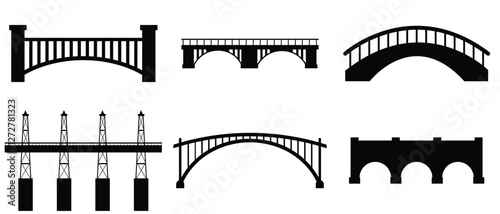 Bridge icons set. bridge line icon set vector. Gate bridge and River architecture symbol vector illustration. Bridge and Arch Icons and Symbols. 