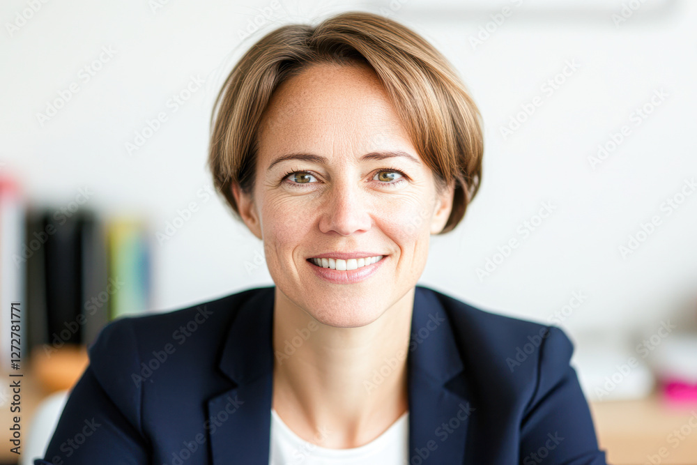 Professional woman smiling office portrait modern workspace close-up Professional woman smiling office portrait modern workspace close-up