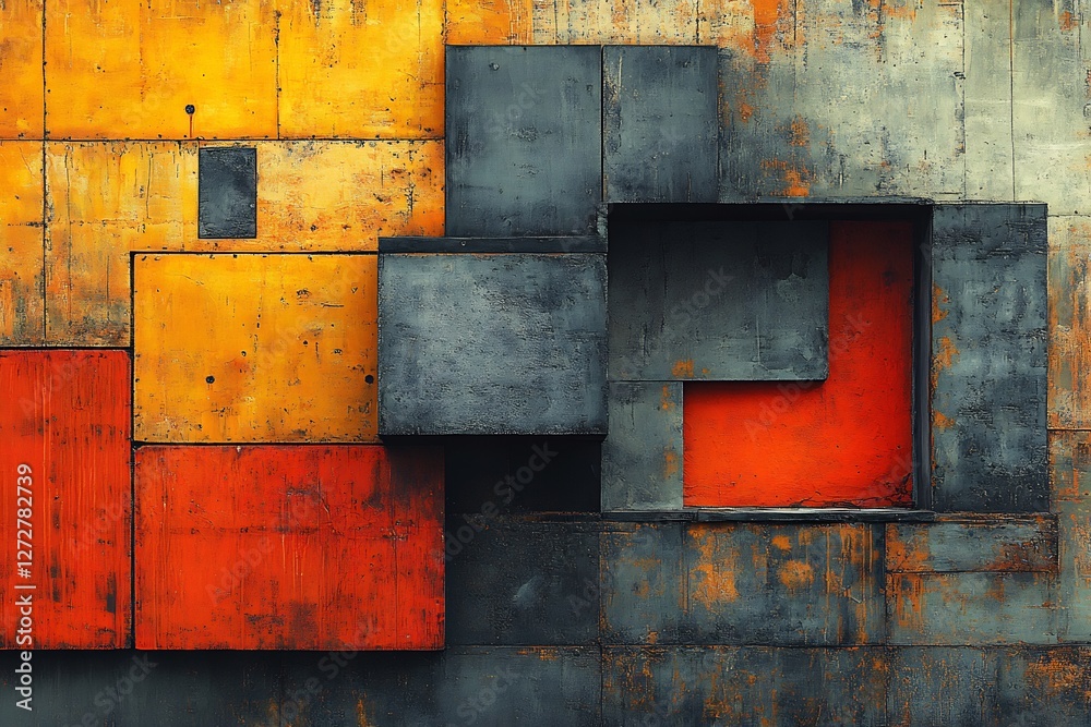 Abstract geometric shapes boldly contrast warm and cool tones creating a powerful visual impact. AI Generated Abstract geometric shapes boldly contrast warm and cool tones creating a powerful visual impact. AI Generated