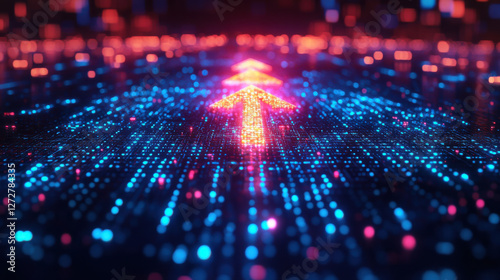 Wallpaper Mural Vibrant digital arrows glowing in futuristic data landscape Torontodigital.ca