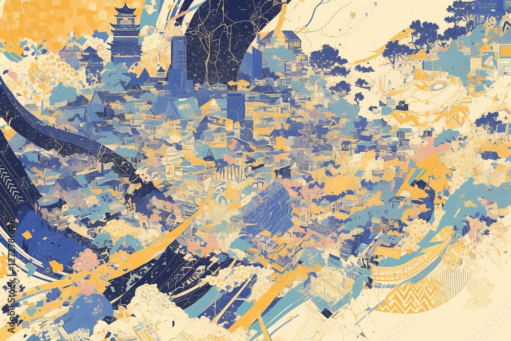 Fototapeta premium Abstract Japanese Cityscape