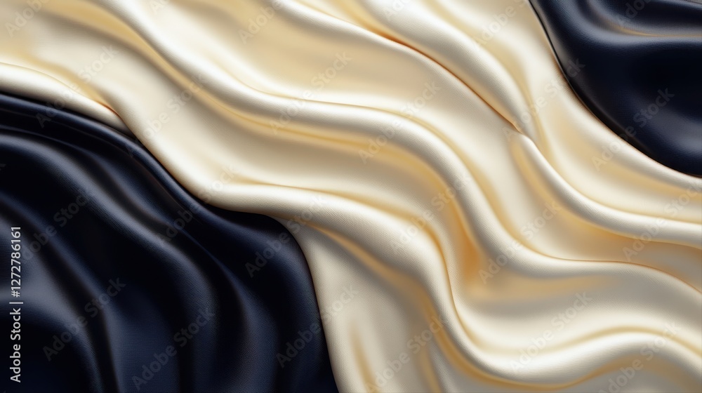 Obraz premium Black and white background with wavy pattern and elegant silk gradient design for creative projects