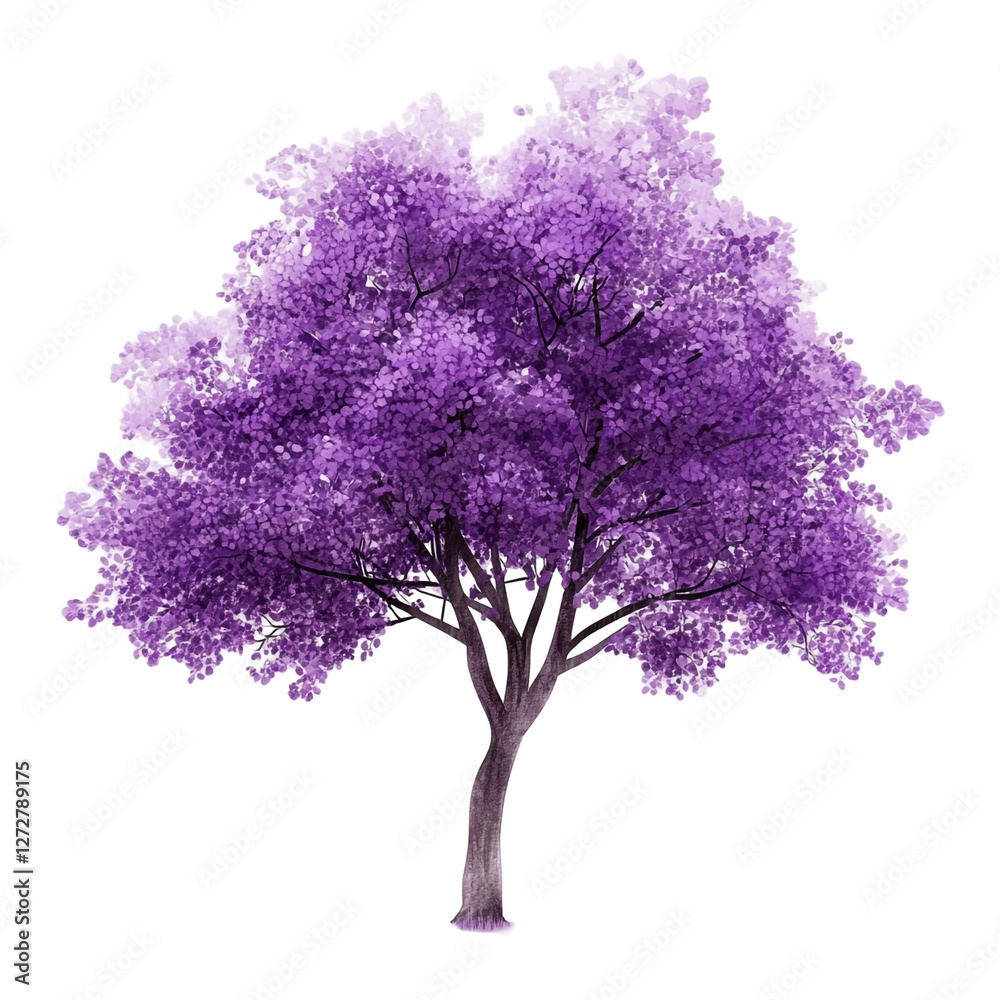 Fototapeta premium Purple tree watercolor painting nature art botanical illustration fantasy forest magical tree,