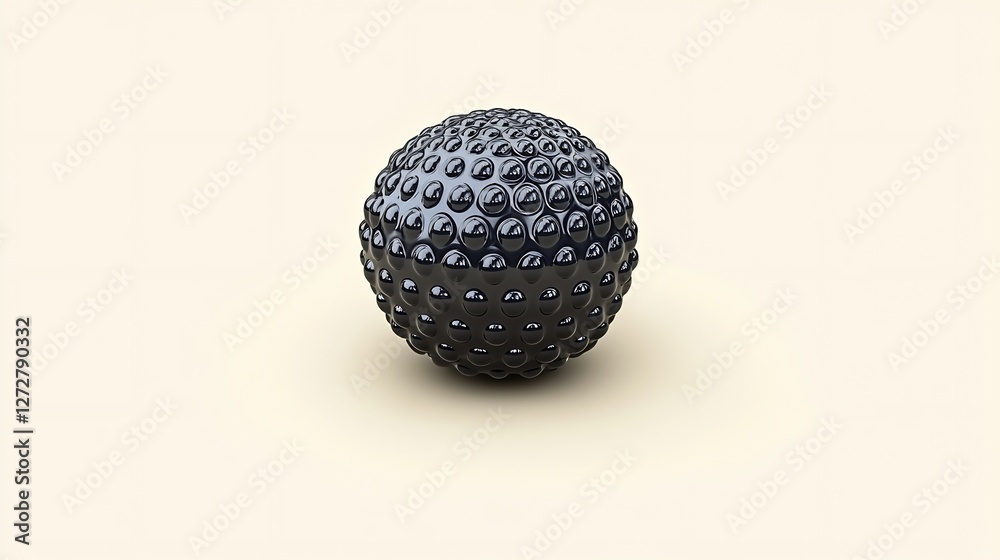 Dark textured sphere subtly rests on pale background soft light enhances detail. AI Generated Dark textured sphere subtly rests on pale background soft light enhances detail. AI Generated