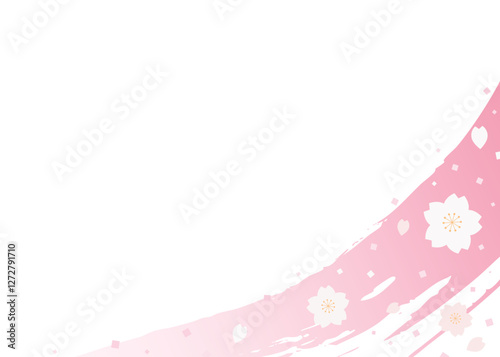 桜と筆書きのストローク、背景フレーム