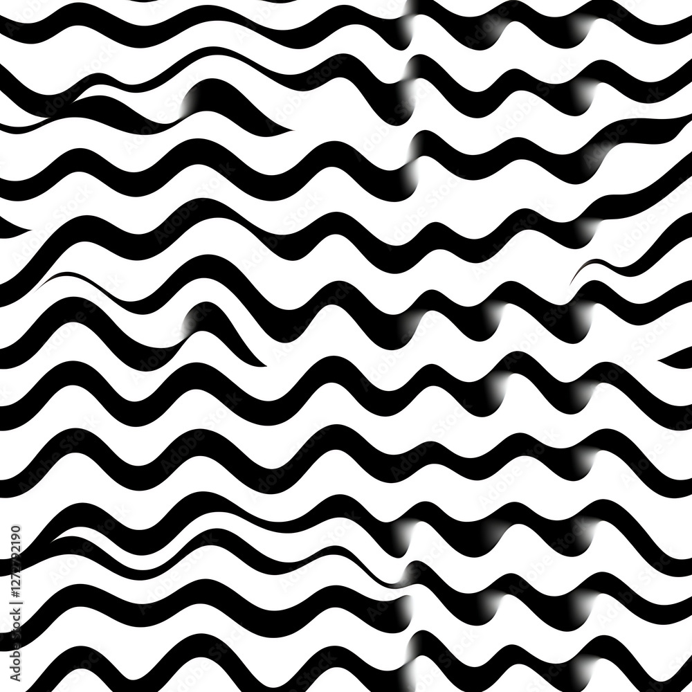 Abstract Waves in a Continuous Black and White Pattern Striking Artistic Design Expression. Abstract Waves in a Continuous Black and White Pattern Striking Artistic Design Expression.