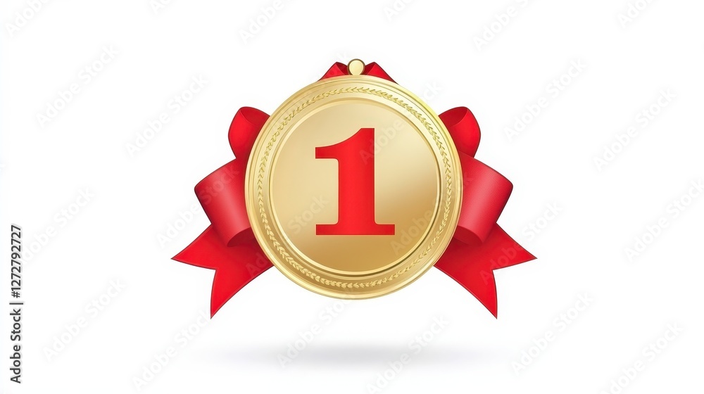 Golden Medal with Red Ribbon for First Place Achievement Award Golden Medal with Red Ribbon for First Place Achievement Award