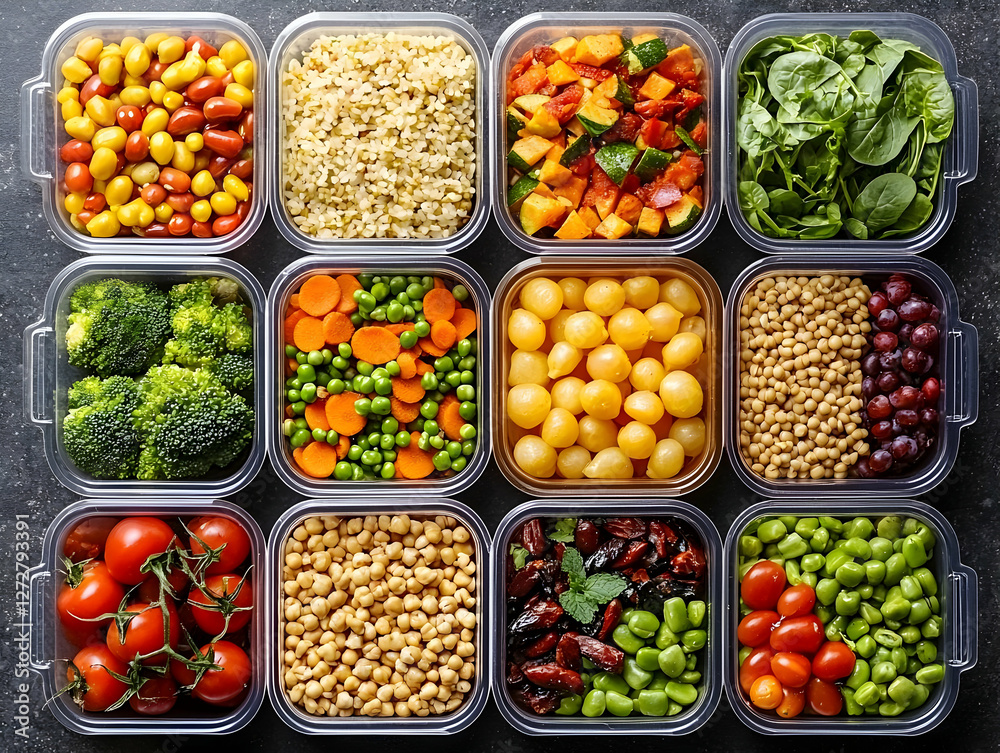 Prepared Healthy Meals in Plastic Containers Prepared Healthy Meals in Plastic Containers