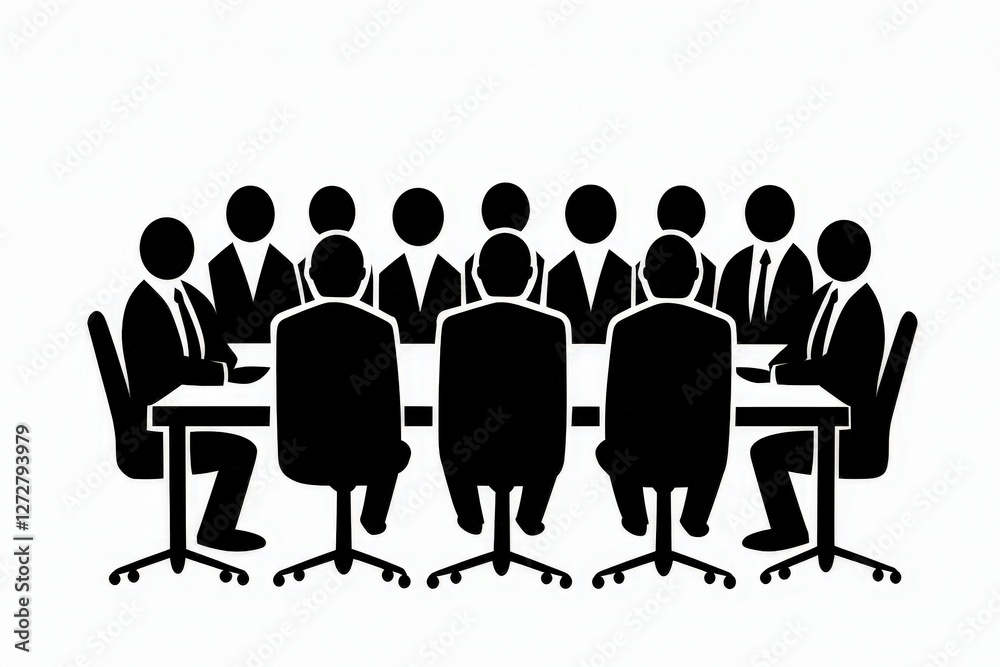 Business Meeting with Silhouetted Professionals in Conference Room Business Meeting with Silhouetted Professionals in Conference Room