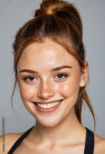 smiling young woman with fr...
