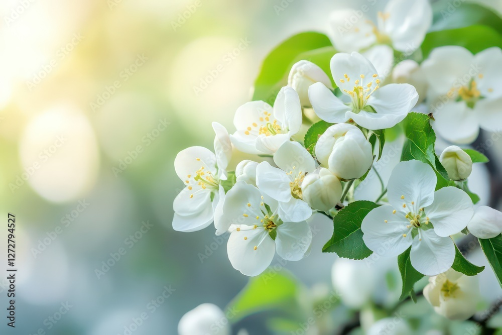 Floral background. Spring flowers on the branches. Blossoming apple tree in the garden Floral background. Spring flowers on the branches. Blossoming apple tree in the garden
