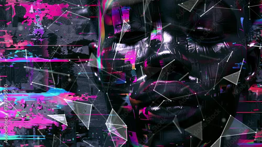 Looped Image Looped background. Face in glitch art style. Large paint strokes. Image ...