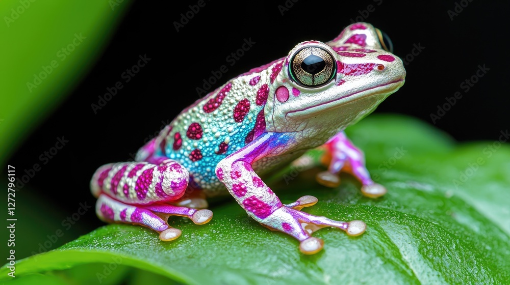 Obraz premium Vibrant Rainforest Frog on Leaf