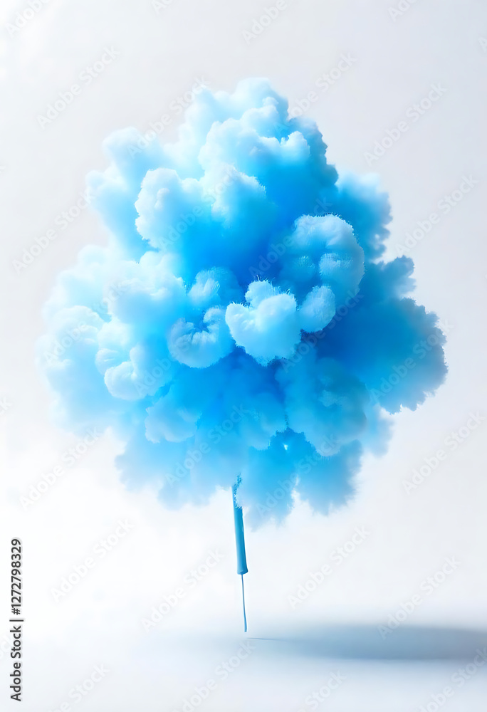 fluffy blue raspberry cotton candy floating