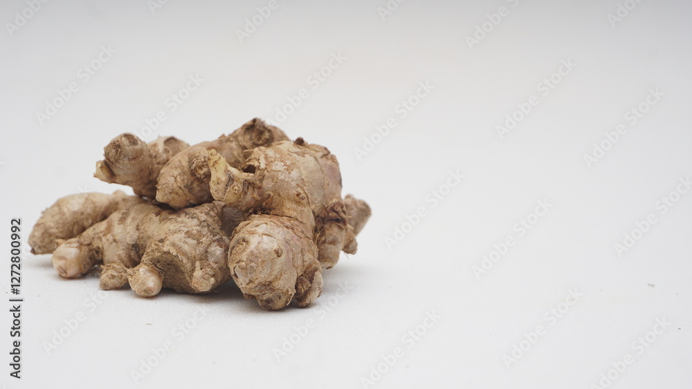 Ripe Ginger with Copy Space Isolated on White Background Ripe Ginger with Copy Space Isolated on White Background