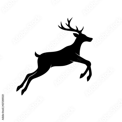 Jumping Deer Black Silhouette Vector  Logo Collection. Isolated One White Background.
