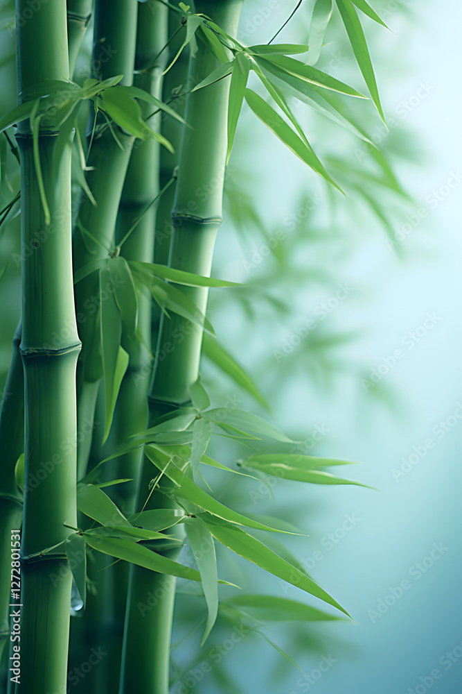 Obraz premium Digital abstract green bamboo soft dreamy tones illustration graphic poster background