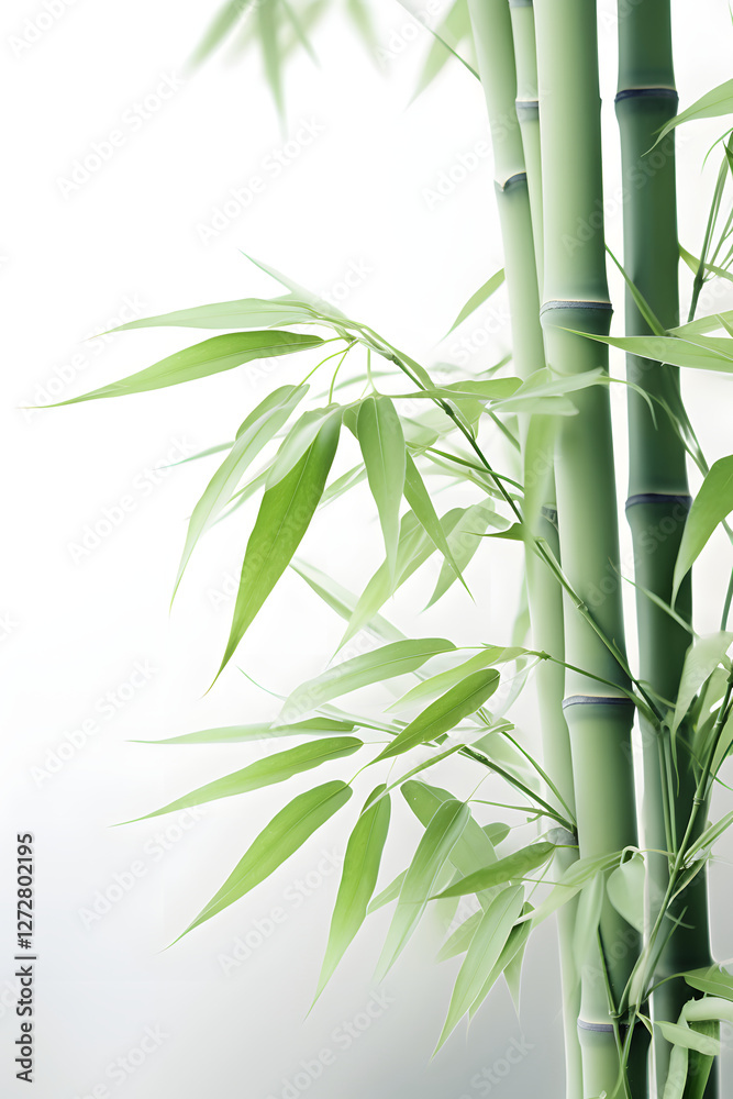 Naklejka premium Digital abstract green bamboo soft dreamy tones illustration graphic poster background