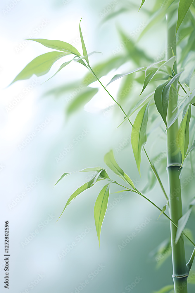 Fototapeta premium Digital abstract green bamboo soft dreamy tones illustration graphic poster background