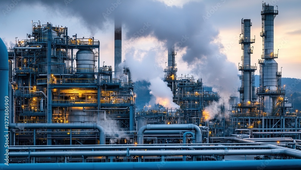Industrial Complex: Refining Processes and Emissions at Dawn Industrial Complex: Refining Processes and Emissions at Dawn