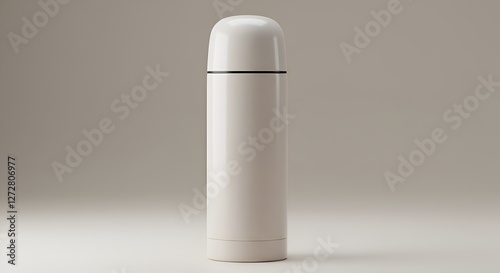 Stylish white thermos bottle displayed.