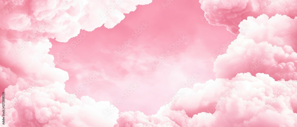 Fototapeta premium Surreal dreamy cloudscape with pink and purple hues, ethereal floating sky, fantasy-inspired abstract atmosphere