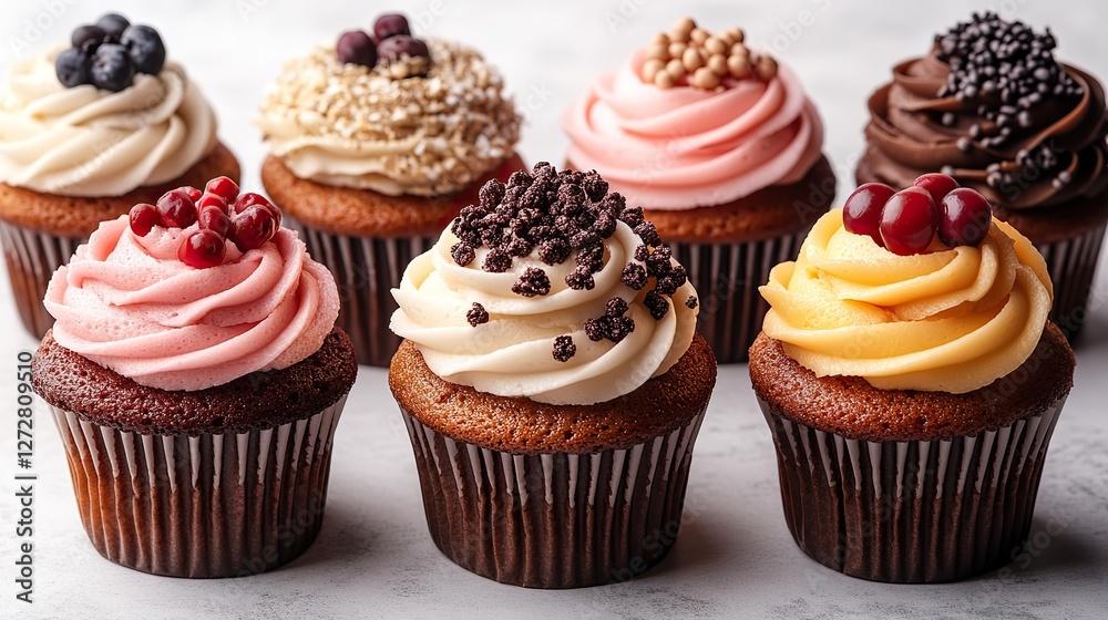 assorted cupcake muffins with various icing,frosting flavors isolated on transparent background mockup template for artwork design png cutout assorted cupcake muffins with various icing,frosting flavors isolated on transparent background mockup template for artwork design png cutout