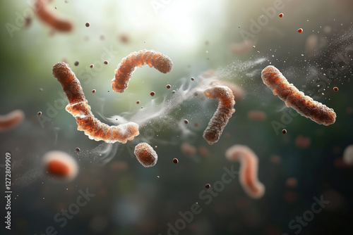 Stunning microscopic image capturing cell division in vibrant environment, showcasing intricate details of cellular structures and movement