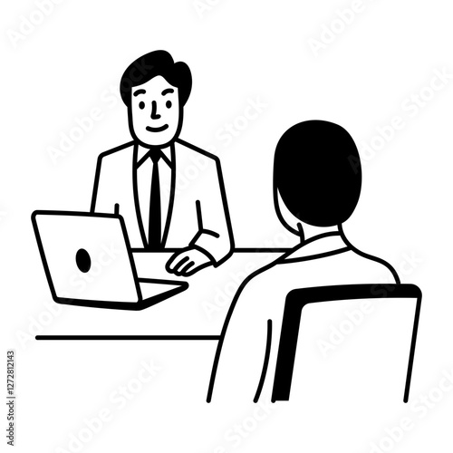 Job interview icon in hand drawn style 
