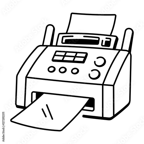 A hand drawn icon of paper printer 
