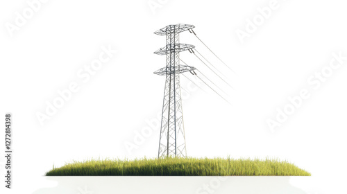 electric power lines isolated on white background