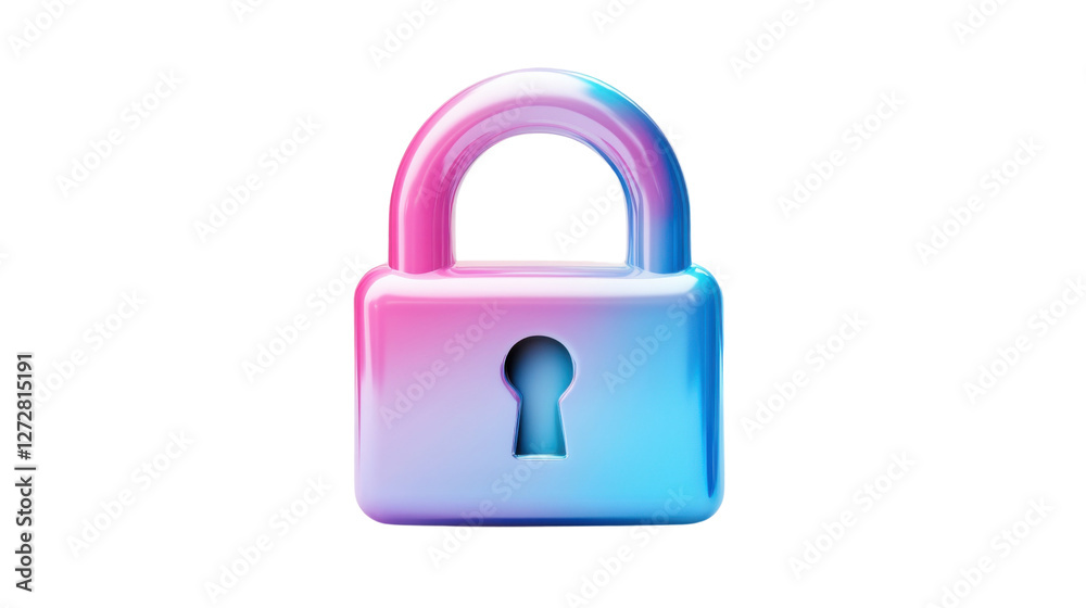 Holographic padlock isolated on white background Holographic padlock isolated on white background