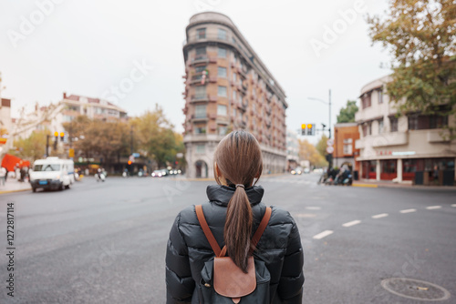 Photography woman traveler visiting in Shanghai, China
