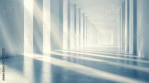 Light rays and reflections in a white abstract space modern architecture 