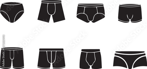 Black Silhouettes of Men's and Women's Underwear