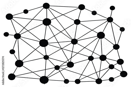 A 3D network connection illustrates the global social network concept on white background