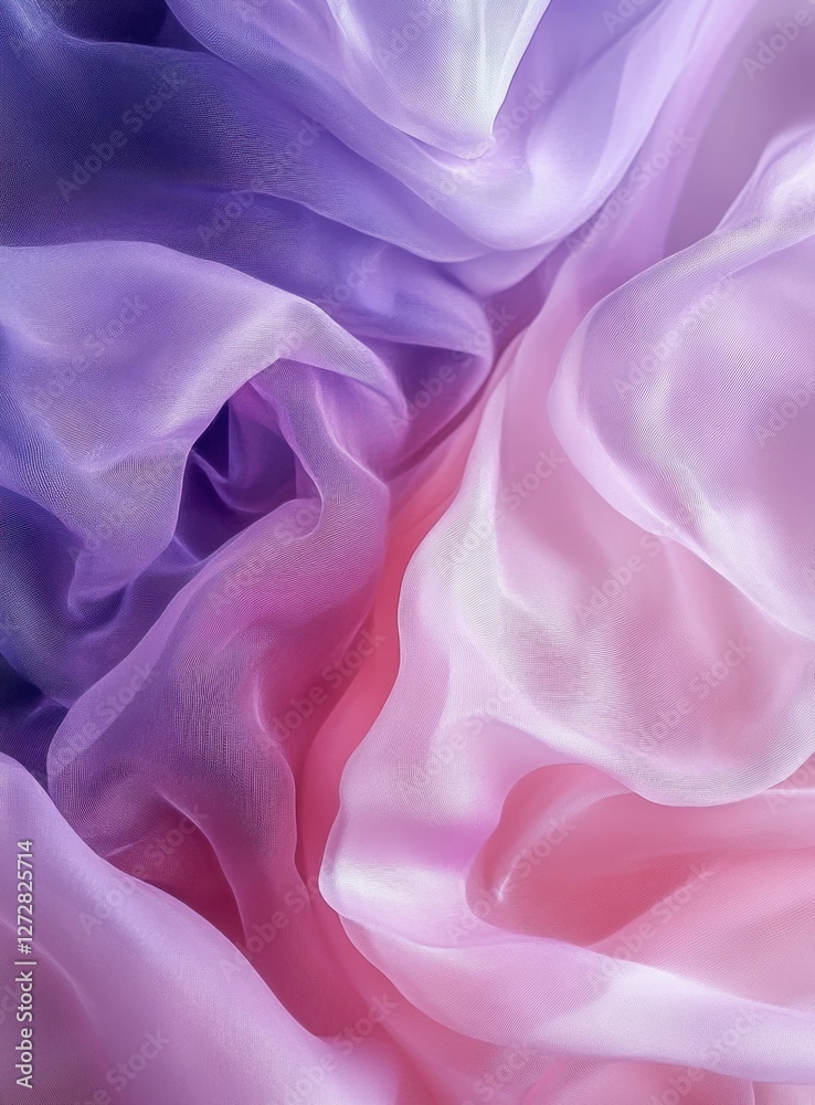 Obraz premium Delicate Waves of Soft Purple and Pink Fabric Drapery