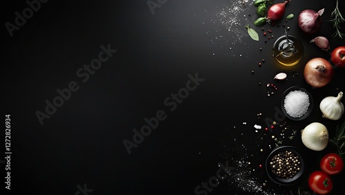 Dark background food ingredients culinary banner photo