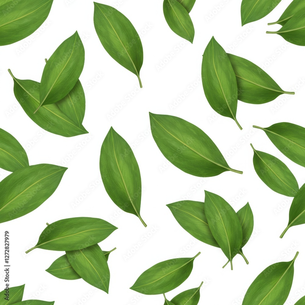 Fototapeta premium A vibrant pattern of ramps vegetable scattered on a white background, ideal for nature-themed designs