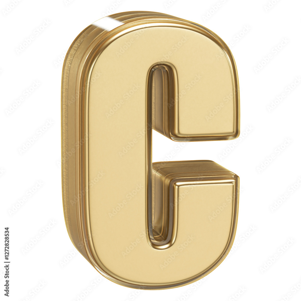 3D Golden Font Letter C 3D Golden Font Letter C