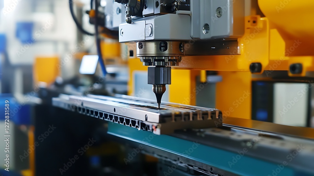 Automated Cnc Milling Machine Working with Metal in a Factory Automated Cnc Milling Machine Working with Metal in a Factory