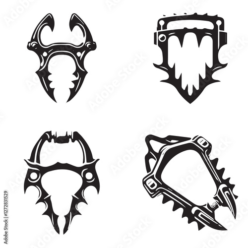 High-Quality Vector Silhouette of a Crampon on White Background"