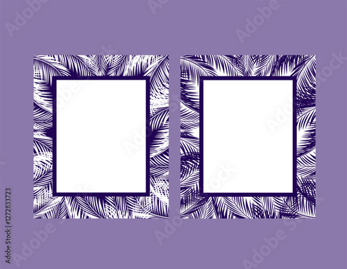 Rectangular frames variation for greetings card, book title, signboard, menu, postcard or photo frame with fun-leaved palms pattern. Part 1.eps