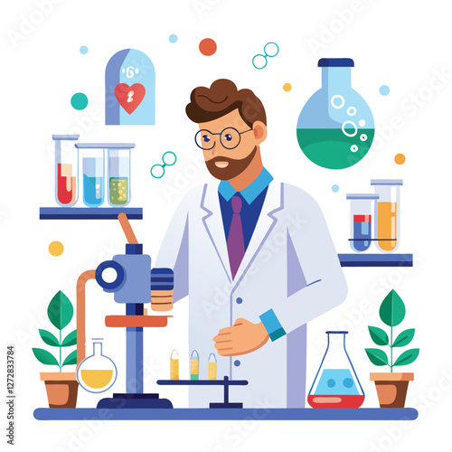scientist doing his research in his lab vector