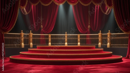 Red golden ceremony award stage venue background.