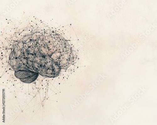 Dementia risk visualized by a hand-drawn mind map with faded connections. Featuring soft pencil textures and muted colors