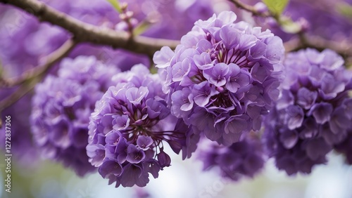 Jacaranda Tree's Purple Blossoms with Empty Space for Text photo