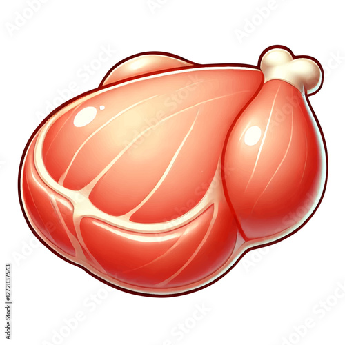 A high-quality digital illustration of a raw whole chicken with a smooth, glossy texture and a fresh pinkish hue.